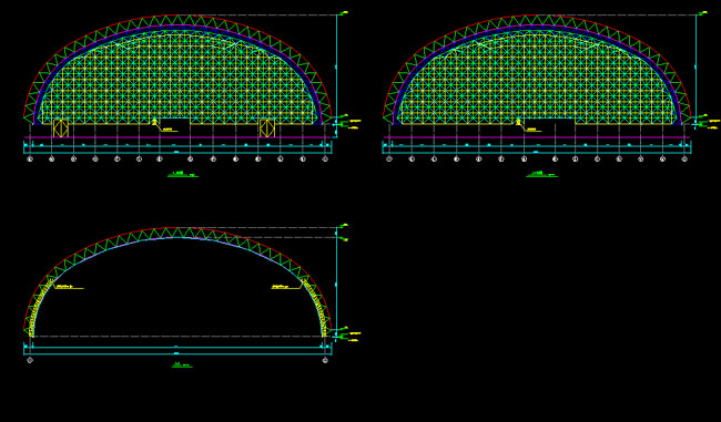 广水跨度110米，拱高35_7米煤棚网架